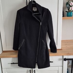 💜Women's Black Asymmetrical Zip Wool Coat